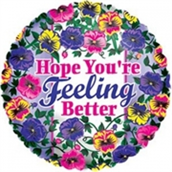 4" Foil - Feel Better Pansies Airfill Heat Seal Required balloon foil balloons
