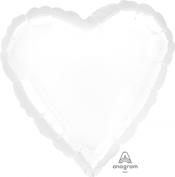 4" Foil Heart - White Airfill Heat Seal Required balloon foil balloons