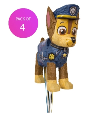 (4) Paw Patrol Chase Pull Pinata - Pack of 4 party supplies