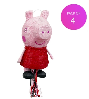 (4) Peppa Pig Pull Pinata - Pack of 4 party supplies