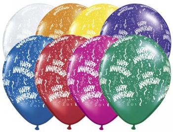 (50) 11"Anniversary Around - Jewel Tone Assorted balloons latex balloons
