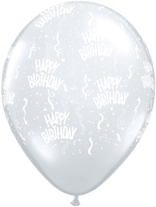 (50) 11" Birthday Around - Clear balloons latex balloons