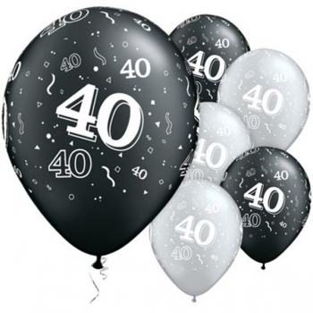(50) 11" 40 Around - Black, Silver balloons latex balloons