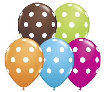 (50) 11" Big Polka Dots Special Assorted - Orange, Chocolate, Robin, Berry, Lime balloons latex balloons