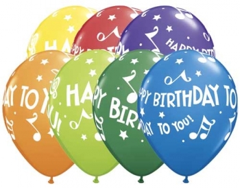 Q (50) 11" Birthday Music Notes Carnival Assortment balloons latex balloons
