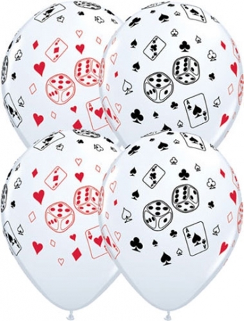 Q   Cards' n Dice - White balloons QUALATEX