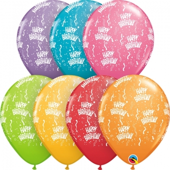 (50) 11" Happy Birthday Around Fantasy Assorted balloons latex balloons