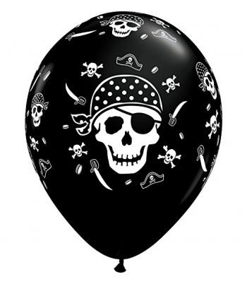 (50) 11" Pirate Skull & Cross Bones - Black balloons latex balloons
