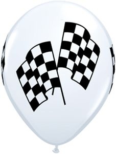 (50) 11" Racing Flags - White balloons latex balloons