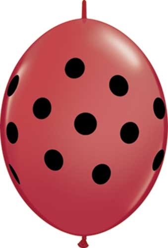 (50) 6" QuickLink Red, Black Ink Polka Dots balloons latex balloons