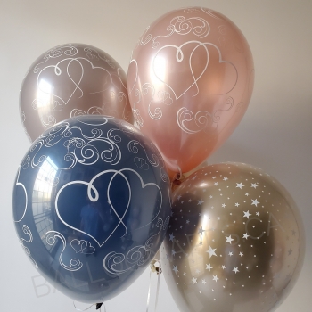 Sempertex 11" Crystal Clear Crossed Hearts  Balloons