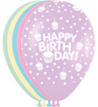 BET 11" (50) Birthday Cupcake balloon latex balloons