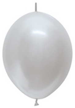 BET (50) 12" Link-O-Loon Metallic Silver balloons latex balloons