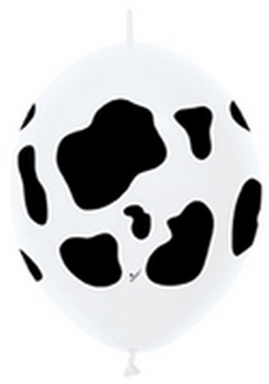 Sempertex 12" Link-O-Loon Print - Cow Fashion White  Balloons