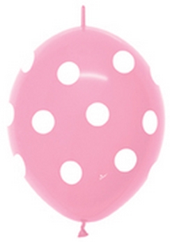BET (50) 12" Link-O-Loon Print - Polka Dots Fashion Bubble Gum Pink balloons latex balloons