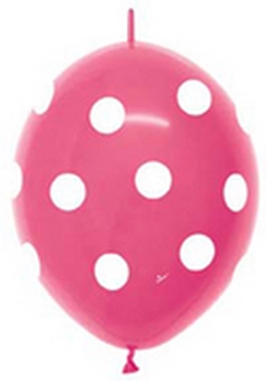 BET (50) 12" Link-O-Loon Print - Polka Dots Deluxe Fuchsia balloons latex balloons