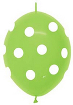 BET (50) 12" Link-O-Loon Print - Polka Dots Deluxe Key Lime balloons latex balloons