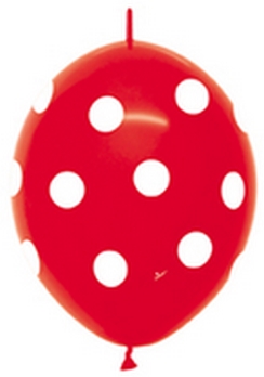 Sempertex 12" Link-O-Loon Print - Polka Dots Fashion Red  Balloons