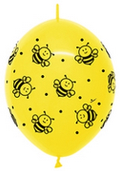 Sempertex 12" Link-O-Loon Print - Bee Fashion Yellow  Balloons