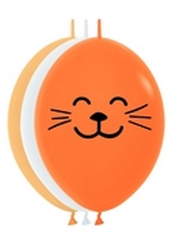 BET (100) 6" Link-O-Loon Whiskers White,Orange,Toffee balloons latex balloons