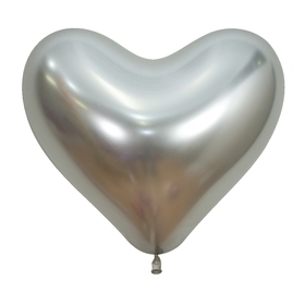 Sempertex (50) 14" Reflex Silver Latex Heart Balloons  Balloons