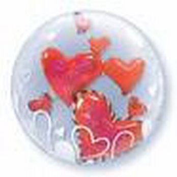 24" Dble Bubble - Lovely Floating Heart other balloons