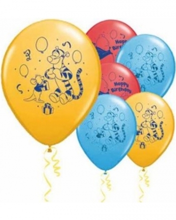 (6) 12" Winnie the Pooh Happy Birthday Assorted balloons latex balloons