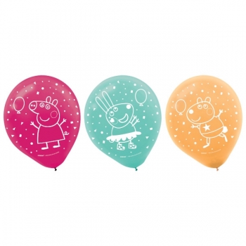 (6) Peppa Pig Confetti Party Latex Balloons  Balloons