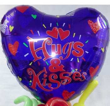 Foil - Hugs & Kisses Purple Airfill Heat Seal Required balloon QUALATEX