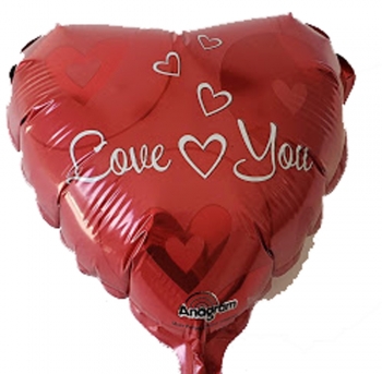 Foil - Love You Hearts - Air Fill Airfill Heat Seal Required balloon ANAGRAM