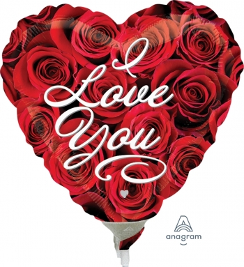 Foil - Love You Roses - Air Fill Airfill Heat Seal Required balloon ANAGRAM
