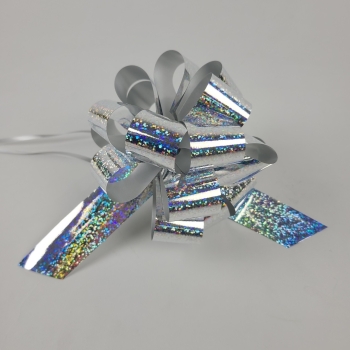 #9 Pull Bow Holographic 5.5" - Silver ribbons