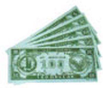(144) Money - Jumbo 3" x 9" $5 - $100 party supplies