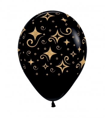 BET (50) 11" Golden Diamonds on black balloons latex balloons