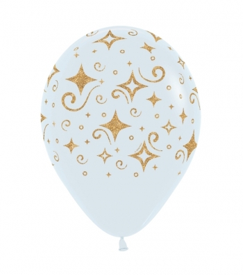 Sempertex 11" Golden Diamonds on white balloons  Balloons