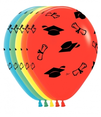 Sempertex 11" Grad Caps All Over Printed Graduation  Balloons