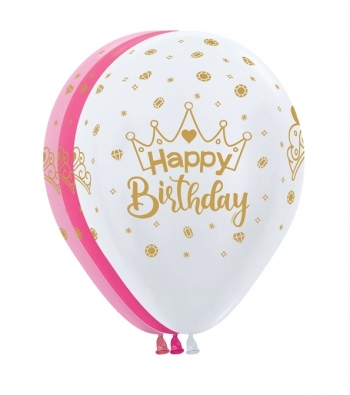 BET (50) 11" Happy Birthday Crowns balloons latex balloons
