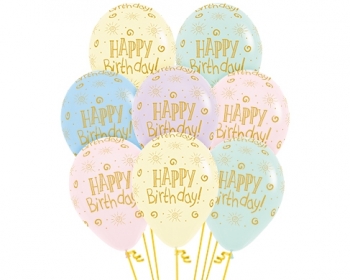 BET (50) 11" Happy Birthday Sunshine Pastel Matte Assortment balloons latex balloons