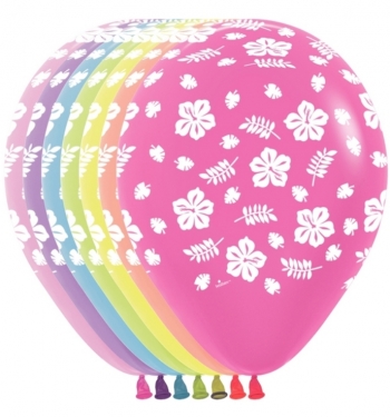 BET (50) 11" Luau flower print balloons latex balloons