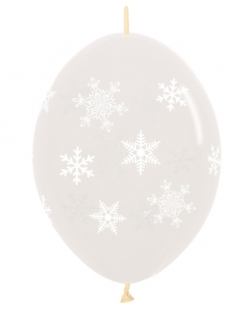 BET (50) 12" Link-O-Loon Print - Clear Snowflake balloons latex balloons