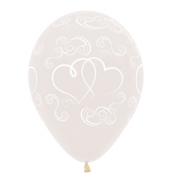 Crystal Clear Crossed Hearts balloons SEMPERTEX