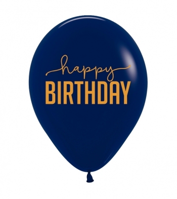 BET (50) 11" Happy Birthday Navy balloons latex balloons