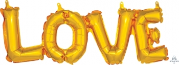 Block Phrase LOVE Gold Air-fill Self-Sealing balloon ANAGRAM
