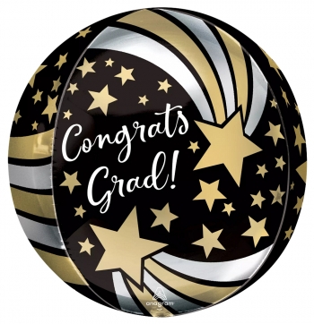 Congrats Grad Shooting Stars Graduation Orbz balloon foil balloons