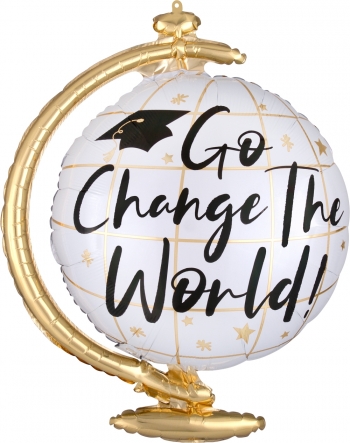 Go Change the World Globe Graduation Balloon ANAGRAM