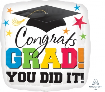 GR -  Foil Congrats Grad You Did It balloon ANAGRAM