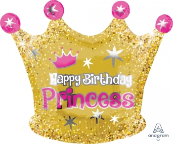 Happy Birthday Princess Gold Crown Super Shape balloon ANAGRAM