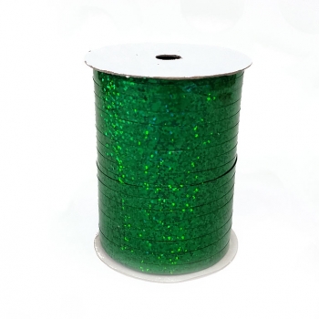 Holographic Curly 3/16x100 yds - Emerald ribbons