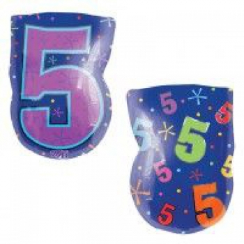 Jr Shape Foil Number 5 Multi Color 20"x14" balloon foil balloons