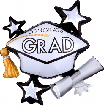 Jumbo Congrats Grad White Cluster balloon ANAGRAM